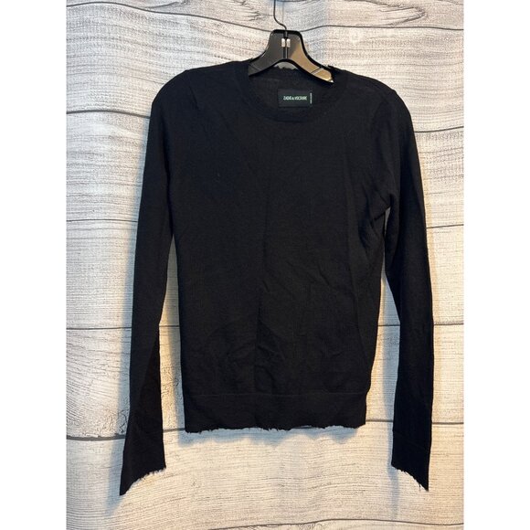 Zadig & Voltaire Black Cashmere Distressed Sweater Size XS - Picture 1 of 4
